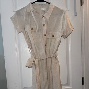 Cream Button-Front Dress